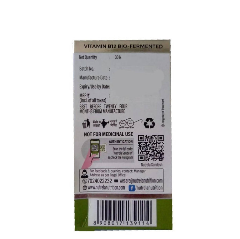 Patanjali Nutrela Vitamin B12 Bio-Fermented Capsules - 30 caps