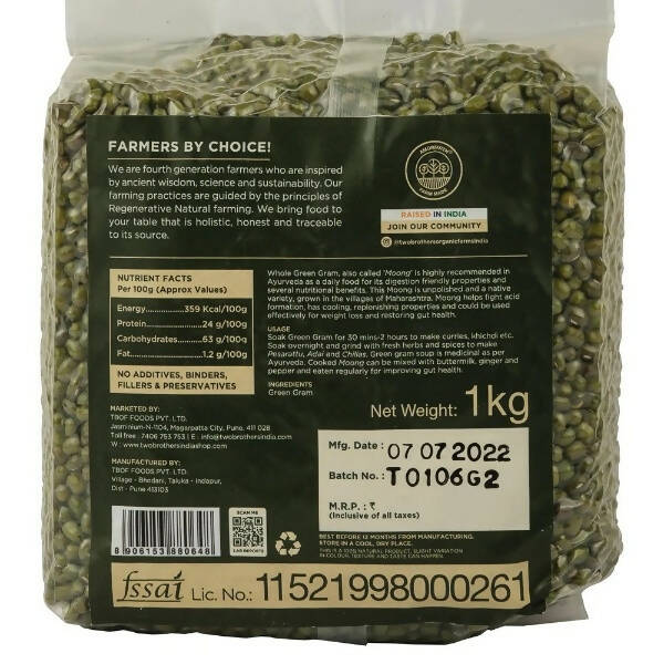 Two Brothers Organic Farms Whole Green Gram Moong - 1 kg