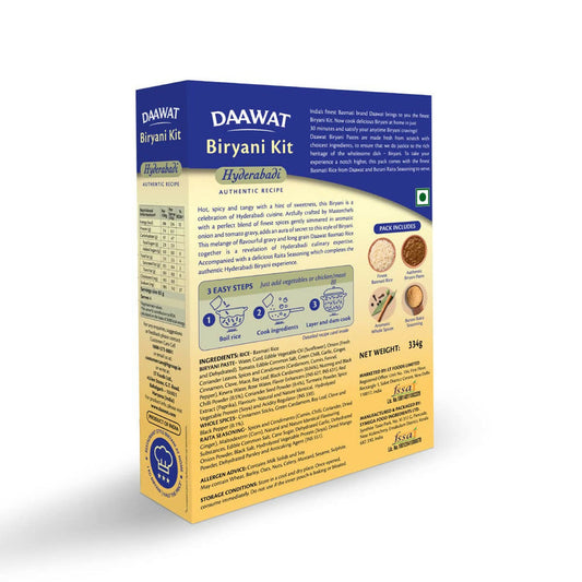 Daawat Biryani Kit Hyderabadi - Authentic Recipe - 334 gm