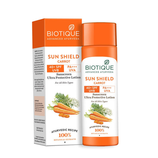 Biotique Advanced Ayurveda Bio Carrot 40+ SPF UVA/UVB Sunscreen Ultra Soothing Face Lotion - 50 ml