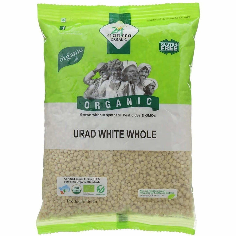 24 Mantra Organic Urad Dal,White Whole - 500 gm