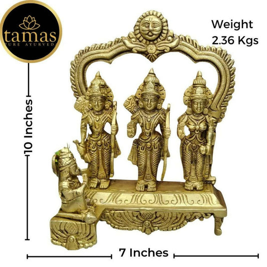 Tamas Brass Handcrafted Ram Darbar Shree Ram Ji Sita Laxman Hanuman Statue Idol - 2.3 kg