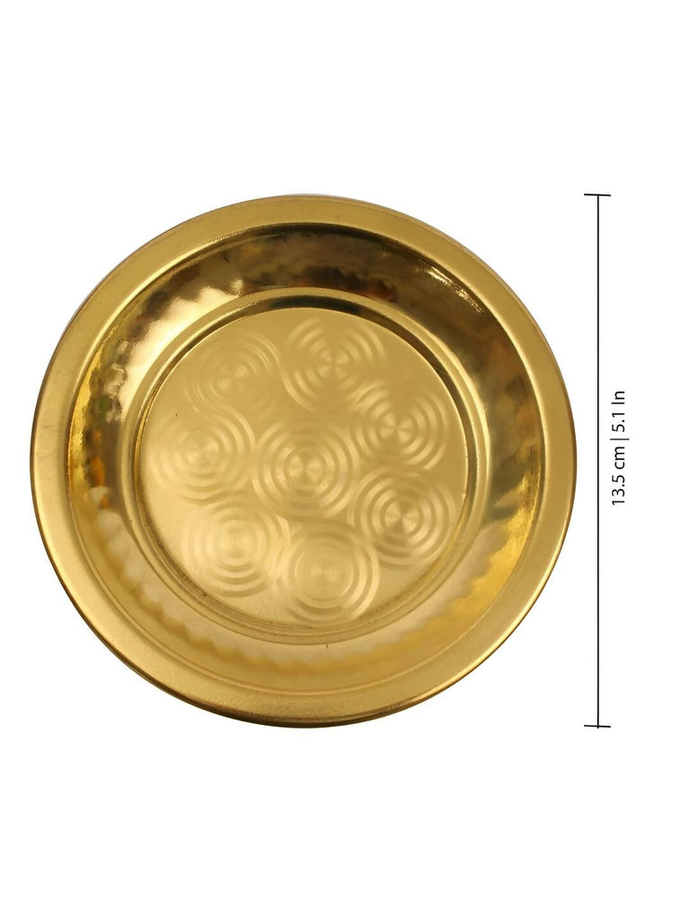 Spillbox Gold-Toned Brass Ring Thali Pooja Essential