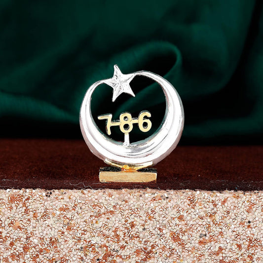 Estele Gold-Polished Spiritual 786 Chand Taara Idol for Home Decorative/ Car Dashboard