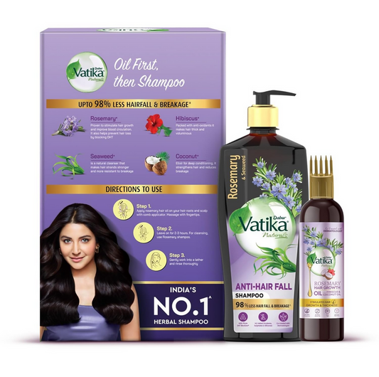 Dabur Vatika Rosemary Anti-Hair Fall Shampoo + Rosemary Hair Growth Oil Combo - combo
