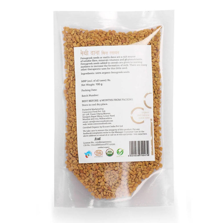 Conscious Food Organic Fenugreek Seeds (Methi) - 100 gm
