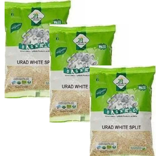 24 Mantra Organic Urad,White Split - 500 gm - Pack of 1