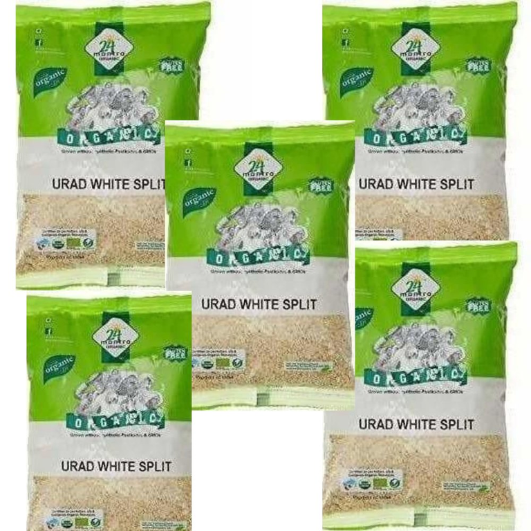 24 Mantra Organic Urad,White Split - 500 gm - Pack of 1