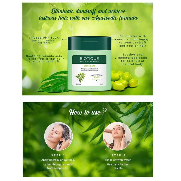 Biotique Bio/Fresh Neem Anti Dandruff Shampoo & Conditioner - 120 ml