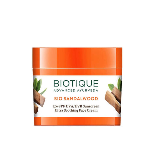 Biotique Bio Sandalwood SPF 50+ UVA/UVB Sunscreen Ultra Soothing Face Cream - 50 gm
