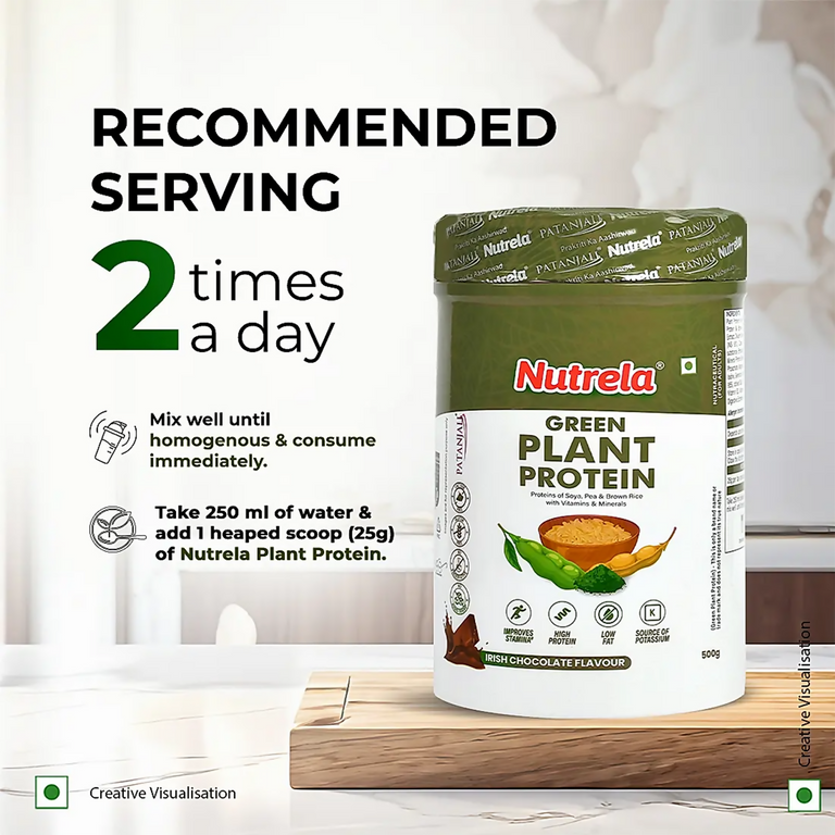 Patanjali Nutrela Green Plant Protein Chocolate Flavour - 500 gm