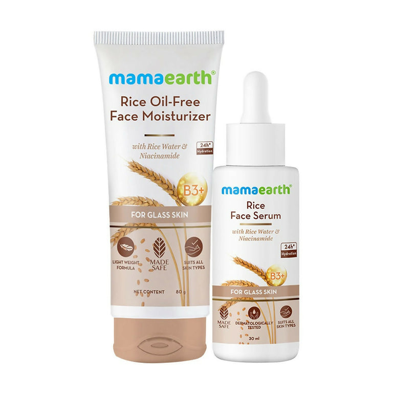 Mamaearth Rice Serum & Oil-Free Moisturizer Combo For Glass Skin - combo