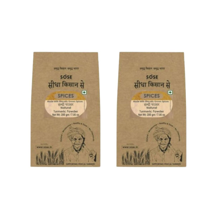 Gir Sidha Kisan Se Natural Turmeric Powder (Haldi) - 200 gm - Pack of 2