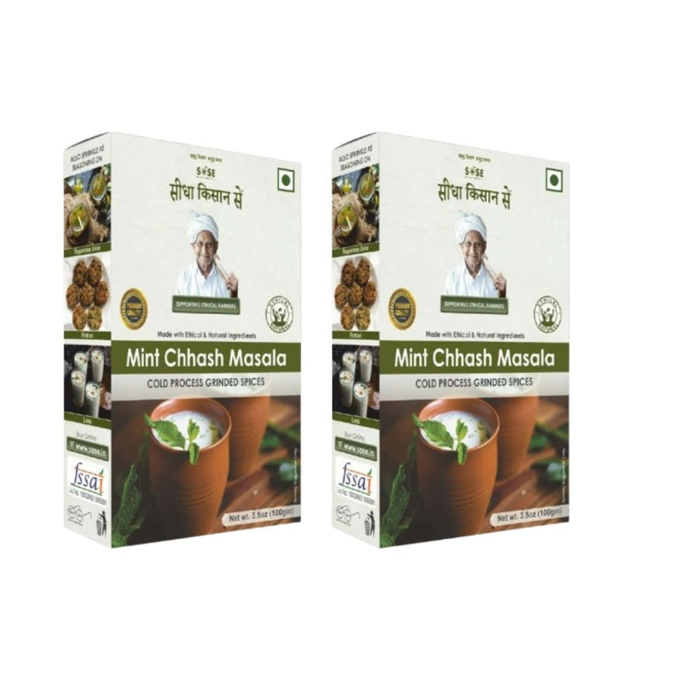 Gir Sidha Kisan Se Natural Mint Chhash Masala - 100 gm - Pack of 2