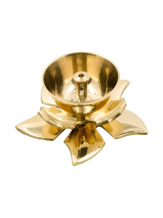 Spillbox Gold Toned Kamal Jyothi Diya Pooja Essentials