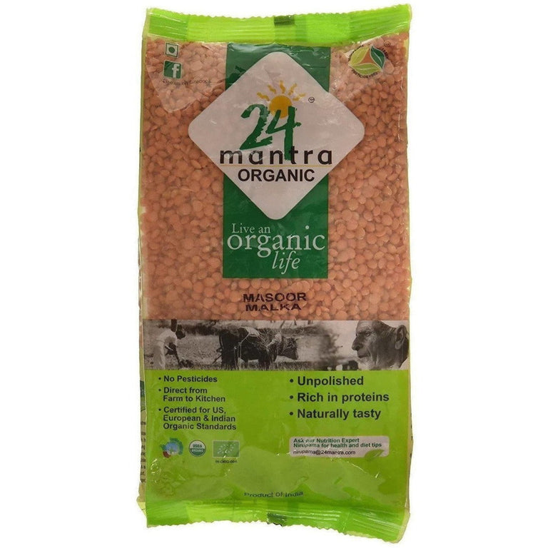 24 Mantra Organic Masoor Malka Dal - 500 gm