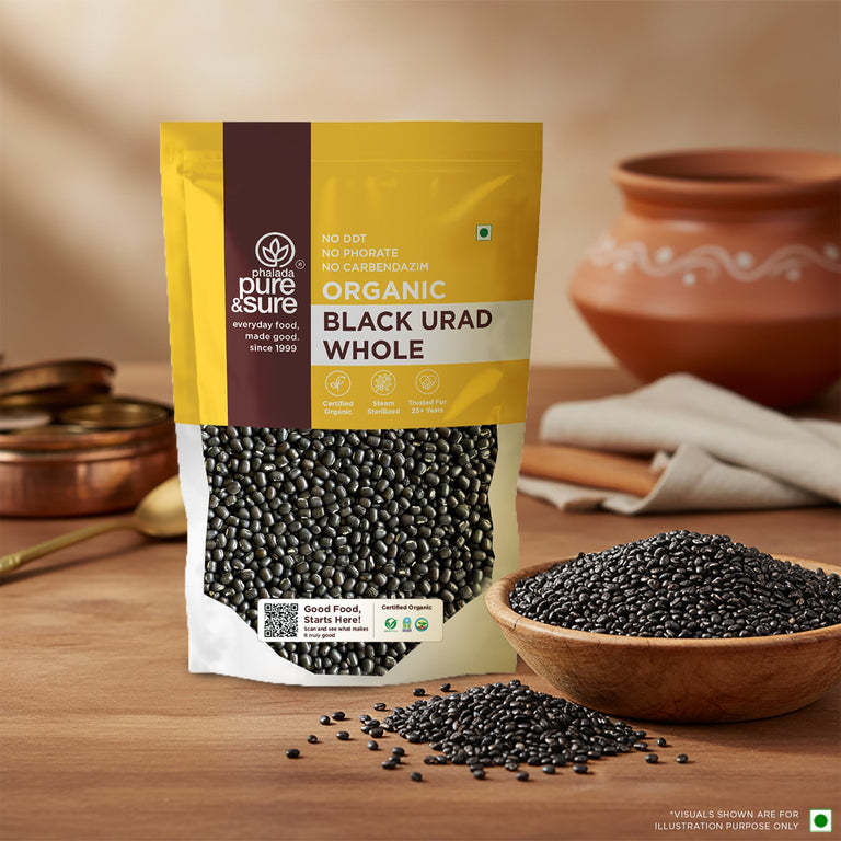 Pure & Sure Organic Black Urad Whole - 500 gm