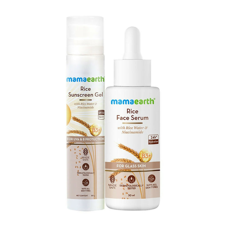 Mamaearth Rice Sunscreen & Serum Combo For Glass Skin - combo