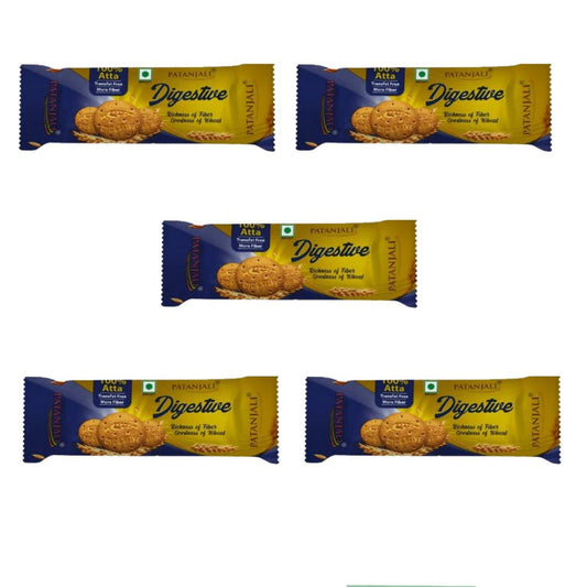 Patanjali Digestive Biscuits - 100 gm - Pack of 5