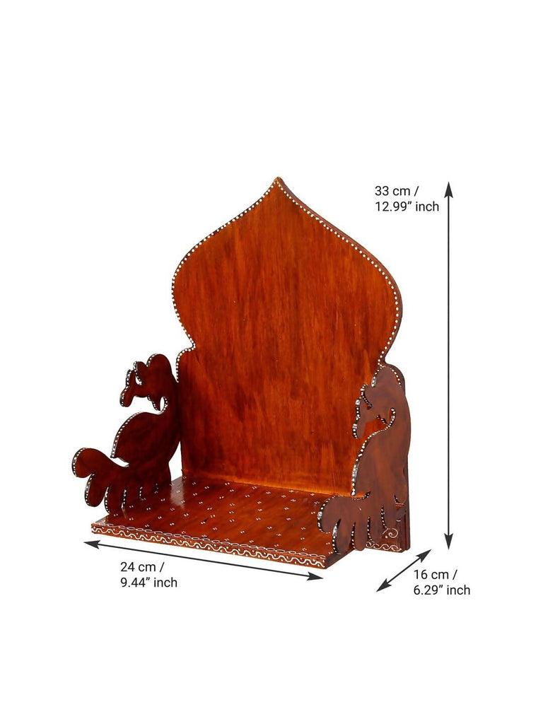 eCraftIndia Brown Textured Wooden Pooja Shelf