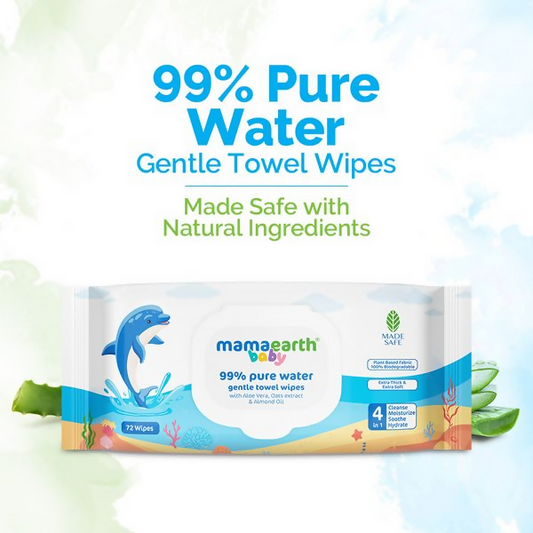 Mamaearth Baby 99% Pure Water Gentle Towel Wipes - 72 Pieces