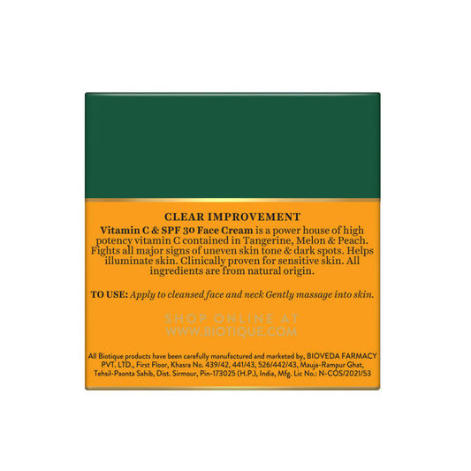 Biotique Advanced Organics Clear Improvement Vitamin C & SPF 30 Face Cream - 50 gm
