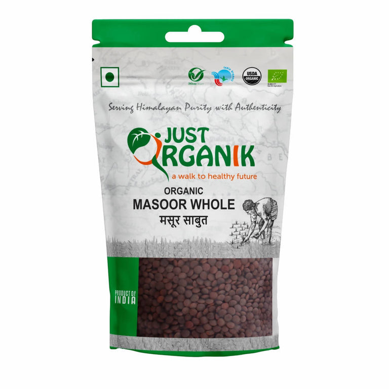 Just Organik Masoor Whole (Kali Masoor) - 500 gn