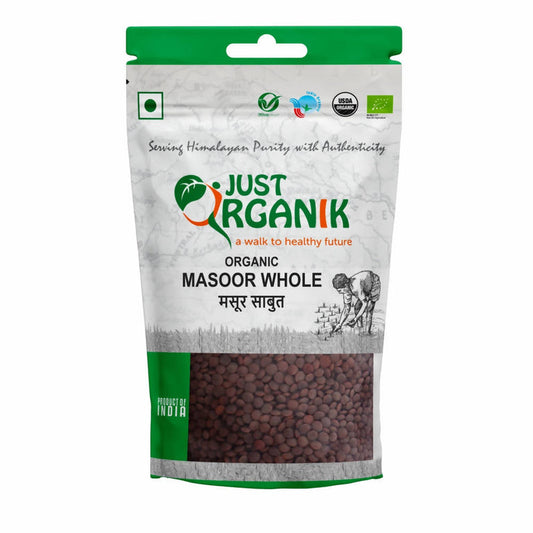 Just Organik Masoor Whole (Kali Masoor) - 500 gn
