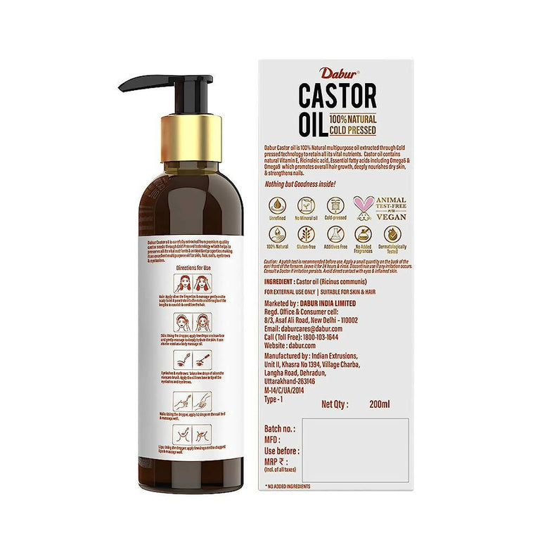 Dabur Castor Oil 100% Natural Cold Pressed - 200 ml