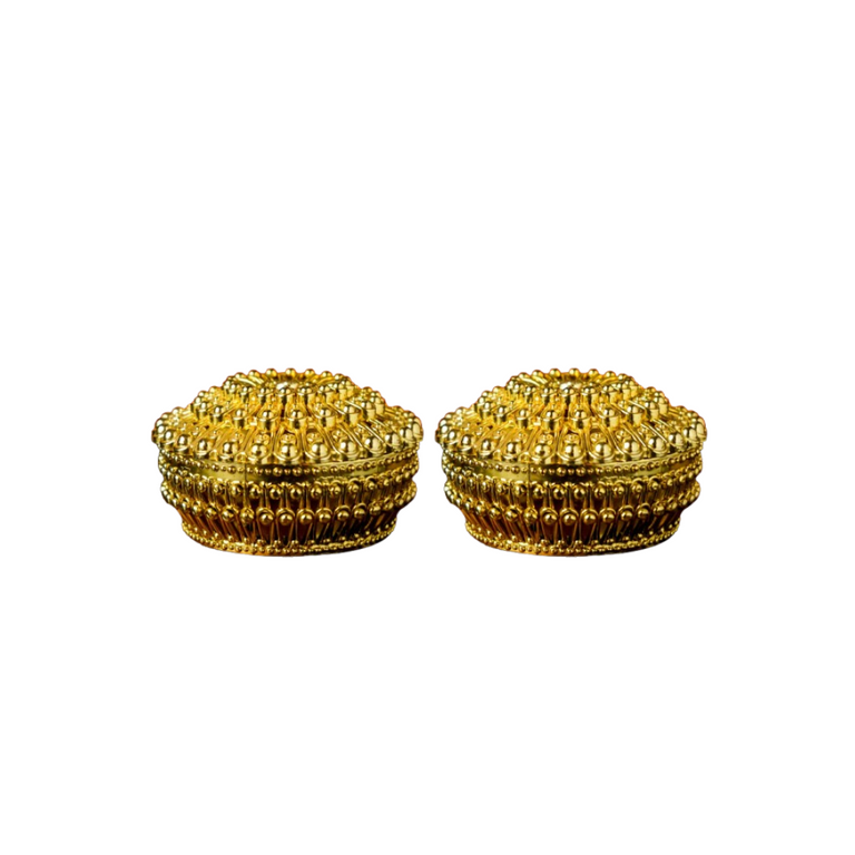 Sri Rudra Gold Fancy Tray Round Bowl (EAN 8906101491865) - Pack of 2