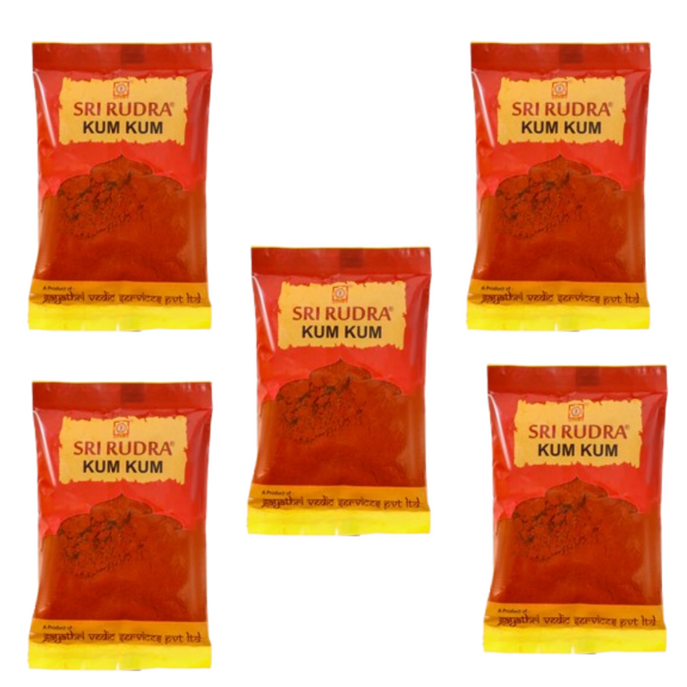 Sri Rudra Kumkum - Red Color - 60 gm - Pack of 5