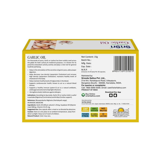 Sri Sri Tattva Garlic Veg Oil Capsules - 30 caps