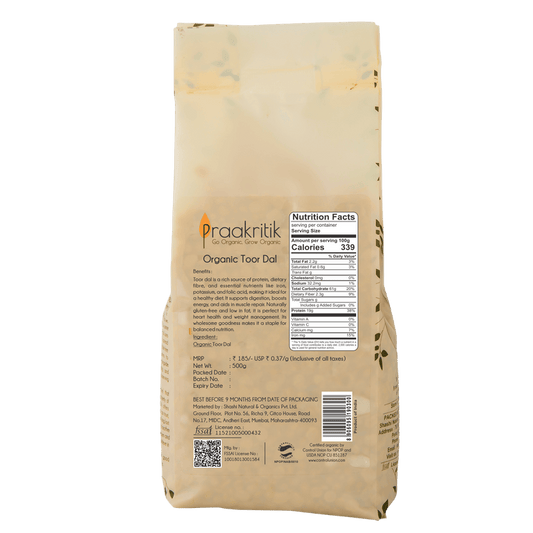 Praakritik Organic Tuvar Dal - 500 gm