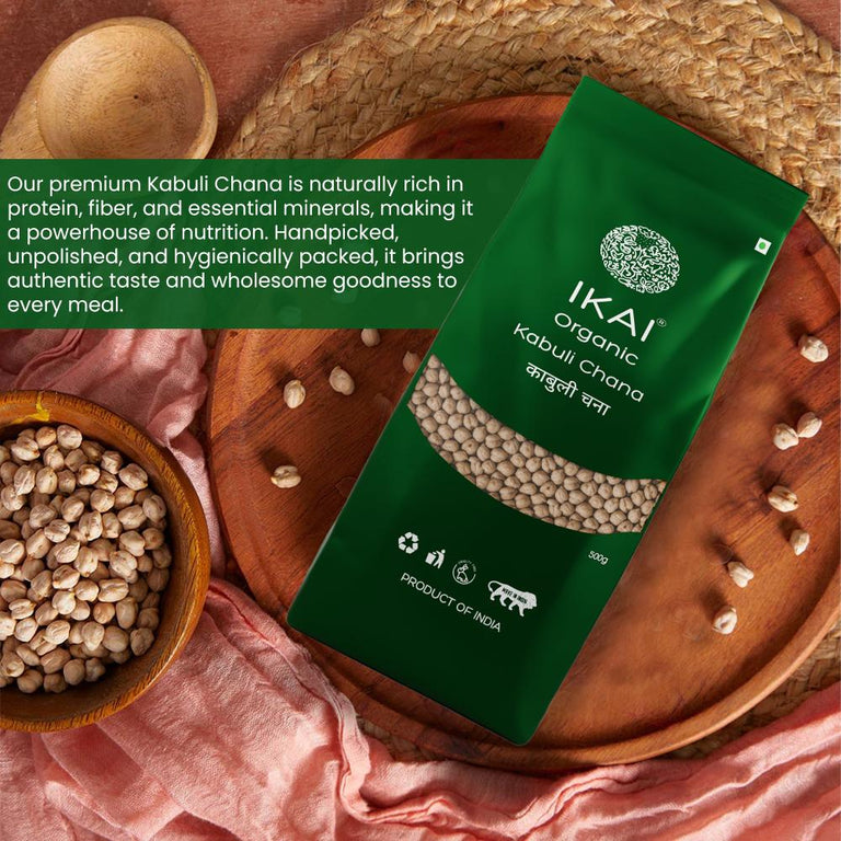 IKAI Organic Kabuli Chana (White Chickpea) - 500 gm