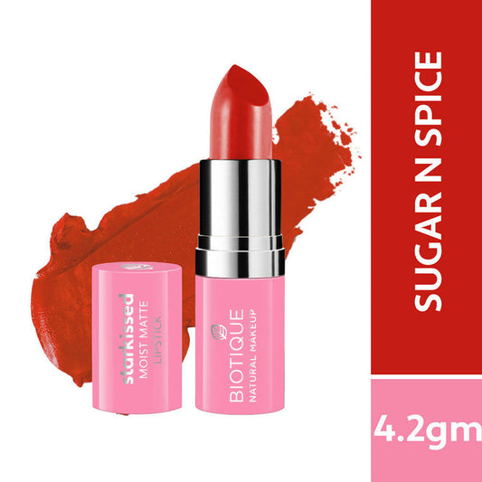 Biotique Starkissed Moist Matte Lipstick - Sugar N Spice - 4.2 gm