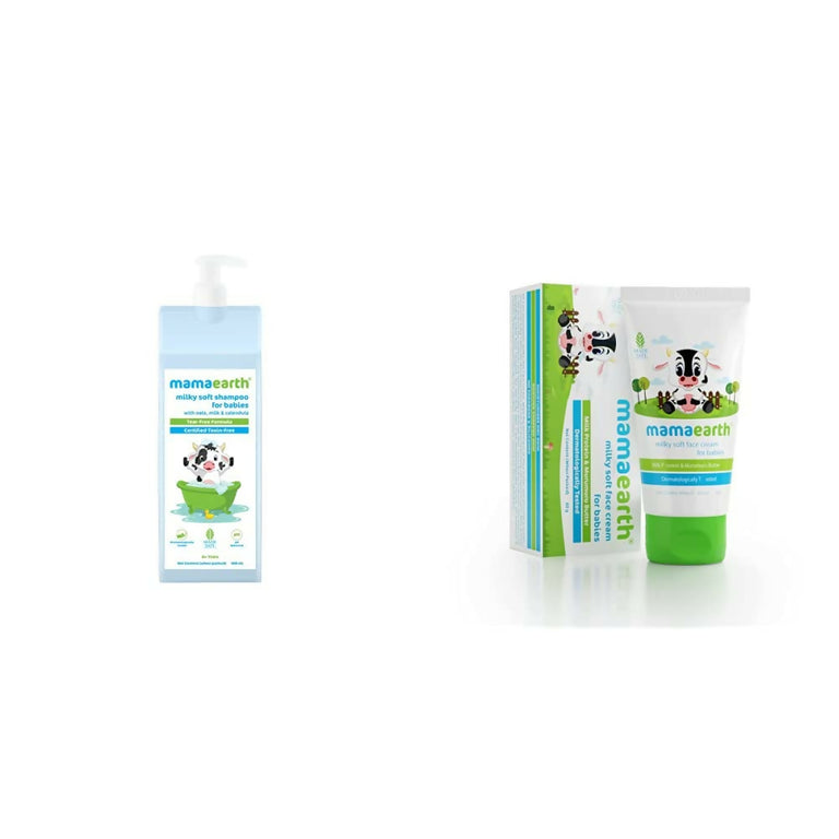 Mamaearth Milky Soft Shampoo & Milky Soft Natural Baby Face Cream for Babies - combo