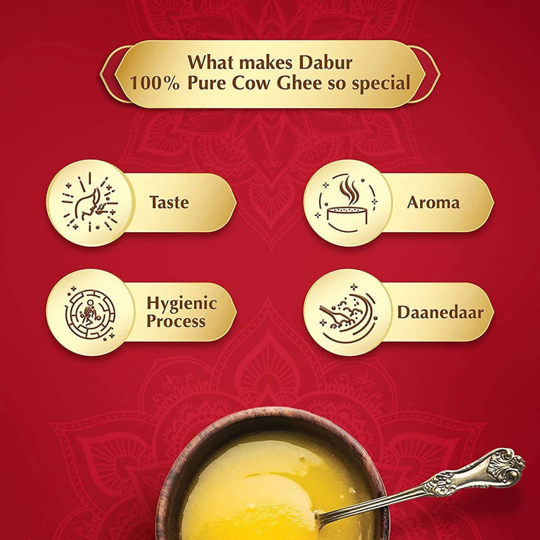 Dabur Cow Ghee | Desi Cow Milk Ghee | Made From Grass Fed Cow's Milk | Organic Ghee - 1 L