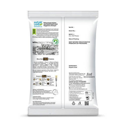 Nature Land Organics Urad White Whole (Gota) - 500 gm