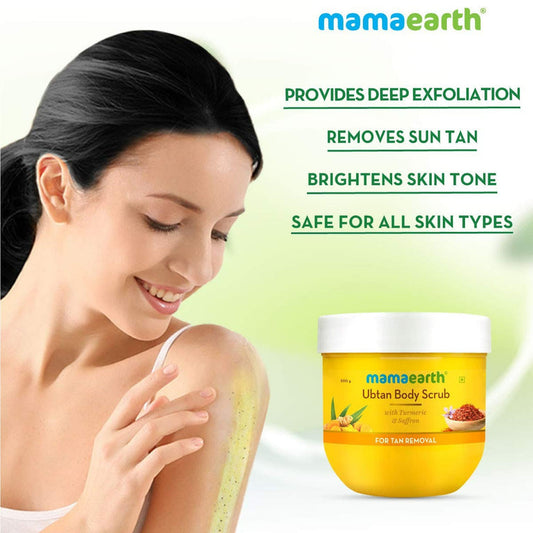 Mamaearth Ubtan Body Scrub with Turmeric & Saffron for Tan Removal - 200 gm