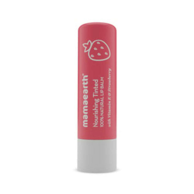 Mamaearth Nourishing Tinted 100% Natural Lip Balm With Vitamin E & Strawberry - 4 gm