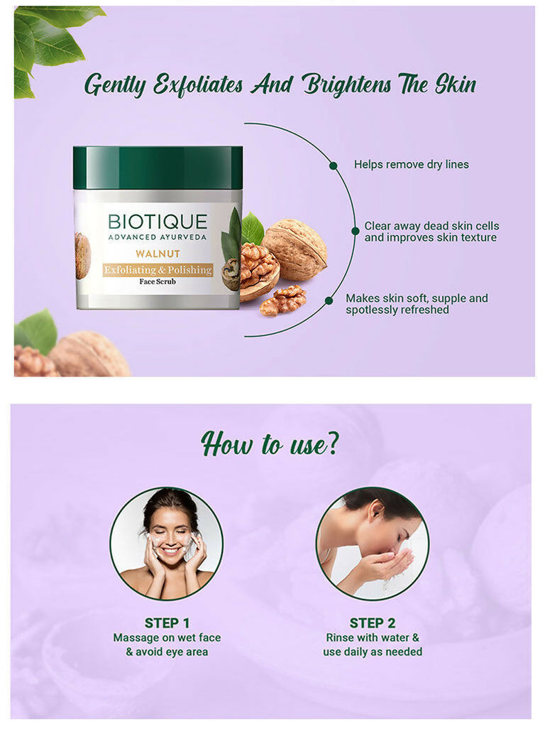 Biotique Bio Walnut Exfoliating & Polishing Scrub - 100 gm