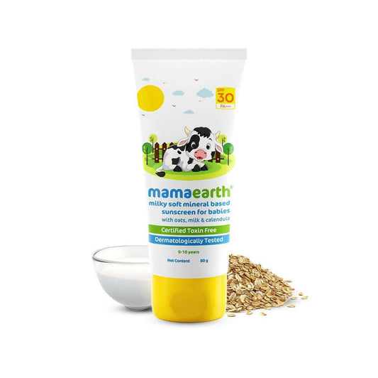 Mamaearth Milky Soft Mineral Based Sunscreen SPF 30 & PA+++ With Oats, Milk and Calendula - 80 gm