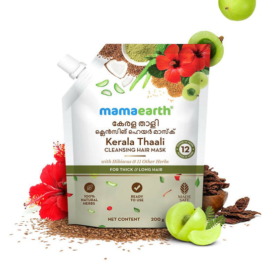 Mamaearth Kerala Thaali Cleansing Hair Mask with Power of 12 Herbs for Thick & Long Hair - 200 gm