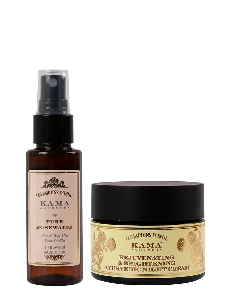 Kama Ayurveda Get The Glow Combo - Rose Water Toner & Kumkumadi Rejuvenating & Brightening Anti-Ageing Night Cream - combo