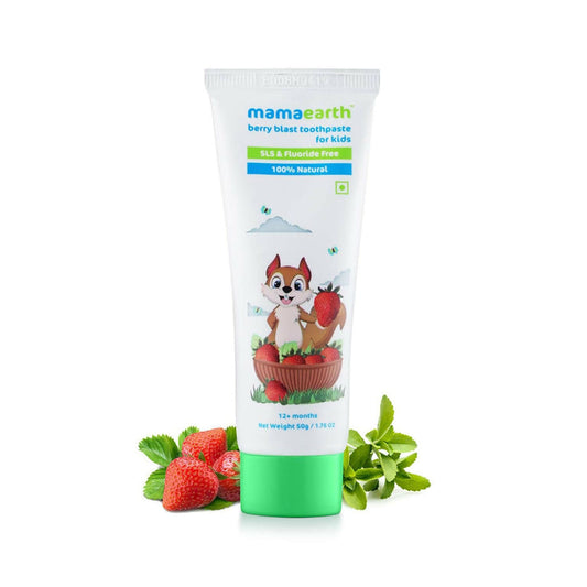 Mamaearth Natural Berry Blast Kids Toothpaste & Milky Soft Natural Baby Face Cream For Babies - combo