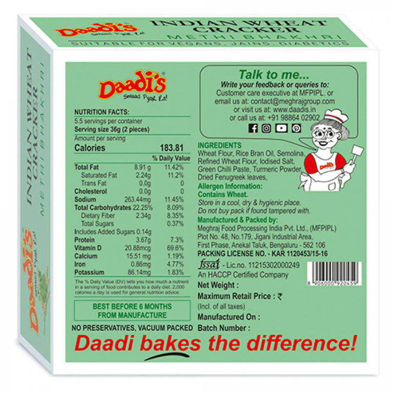 Daadi's Methi Bhakhri - 180 gm