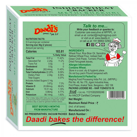 Daadi's Methi Bhakhri - 180 gm