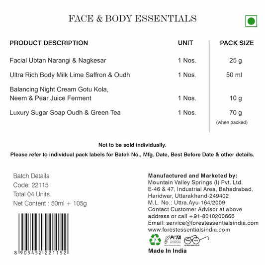 Forest Essentials Nalini Face & Body Essentials Kit - combo