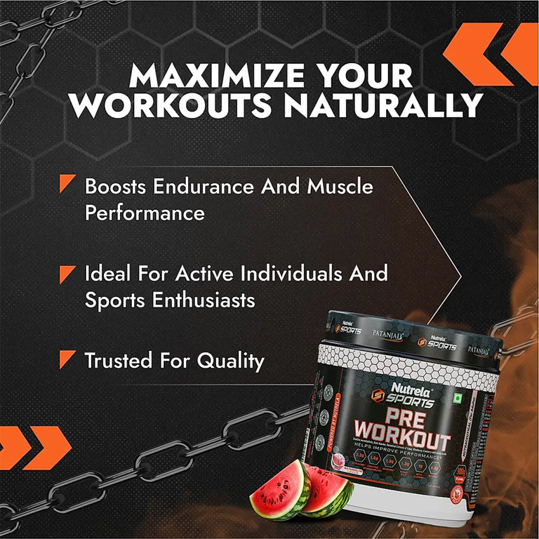 Patanjali Nutrela Sports Pre - Workout-(Watermelon) - 300 gm
