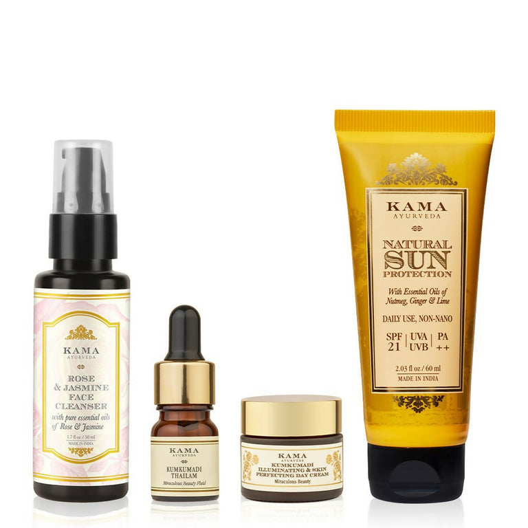Kama Ayurveda Daily Essentials CSMS (Cleanser, Serum, Moisturizer, Sunscreen) Combo - combo